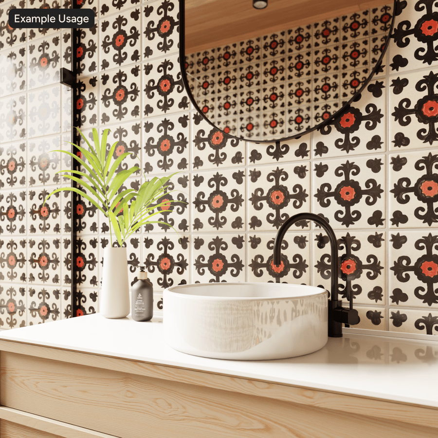 Talavera Ceramic Patterned Tile Texture