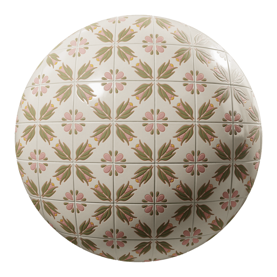 Floral Talavera Ceramic Tile Texture