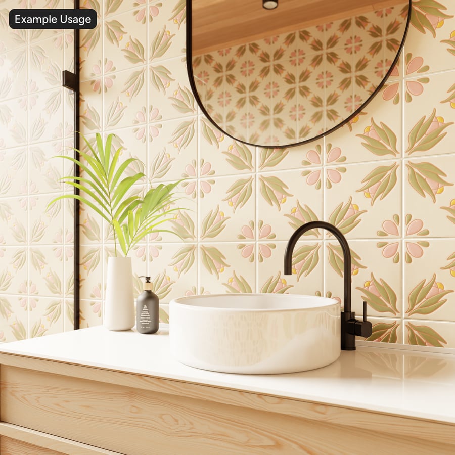 Floral Talavera Ceramic Tile Texture