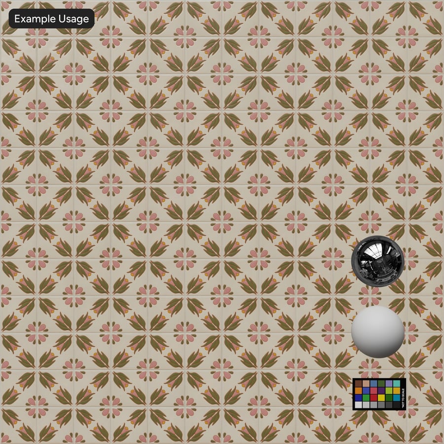 Floral Talavera Ceramic Tile Texture