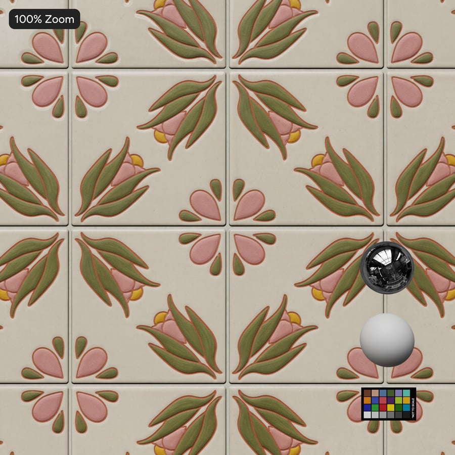 Floral Talavera Ceramic Tile Texture