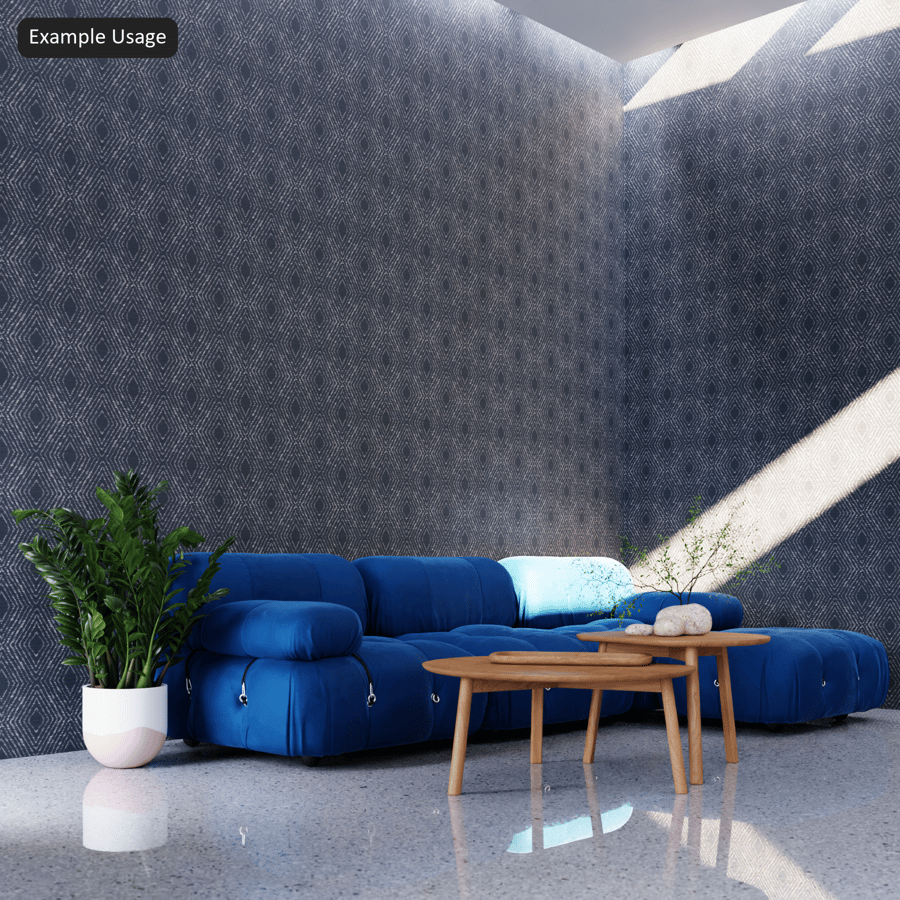 Diamond Pattern Textile Wallpaper Texture, Black and White