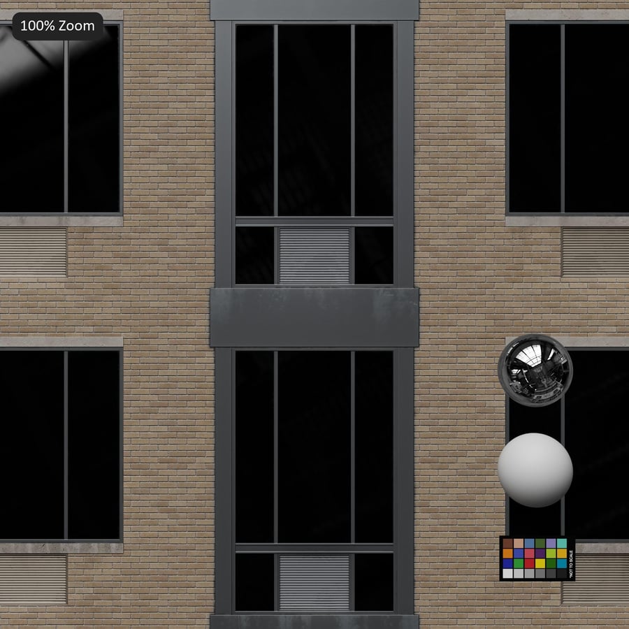 Residential Building Facade Brick and Glass Texture
