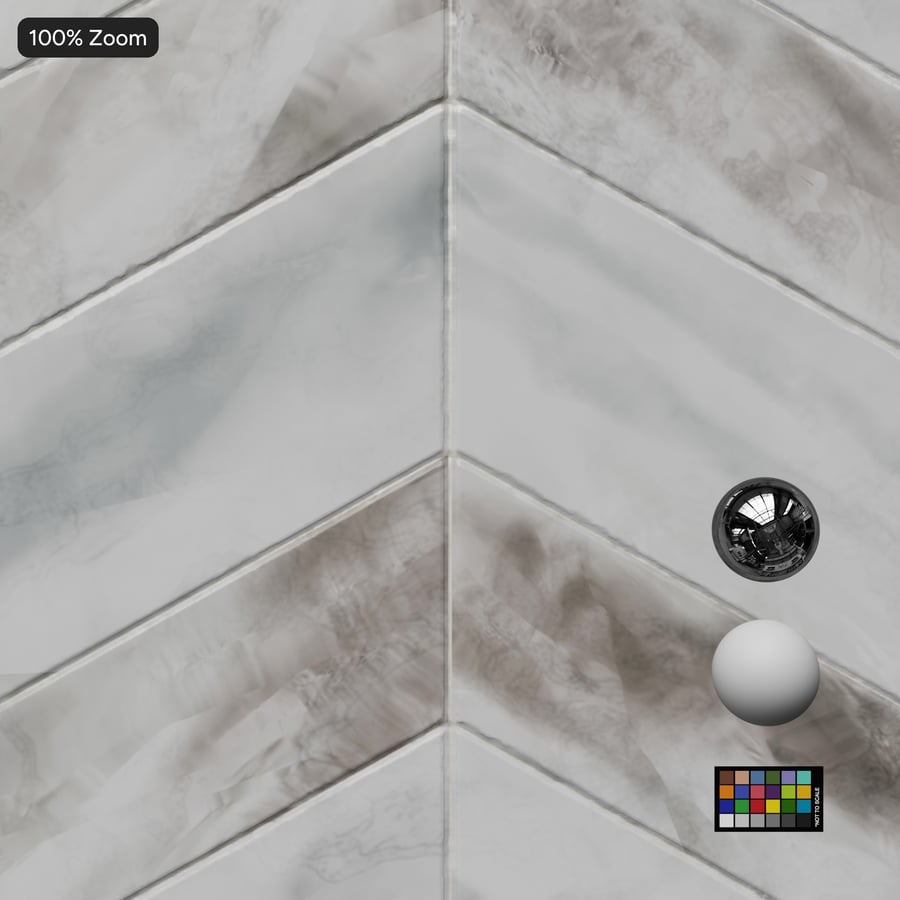 Piastrella lucida in marmo Chevron, grigio