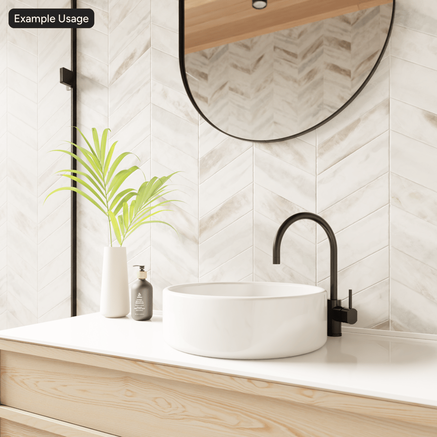 Piastrella lucida in marmo Chevron, grigio