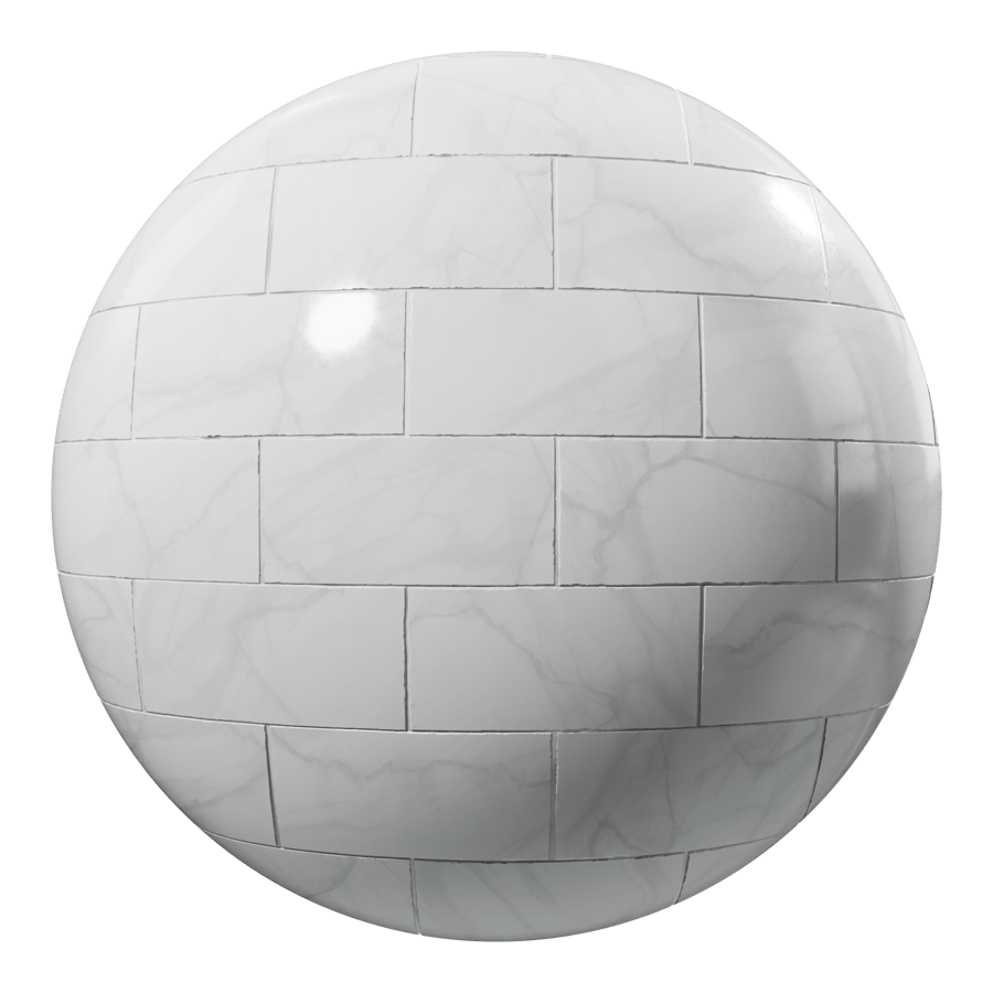 Rectangular Offset Marble Glossy Tile Texture, White Ash