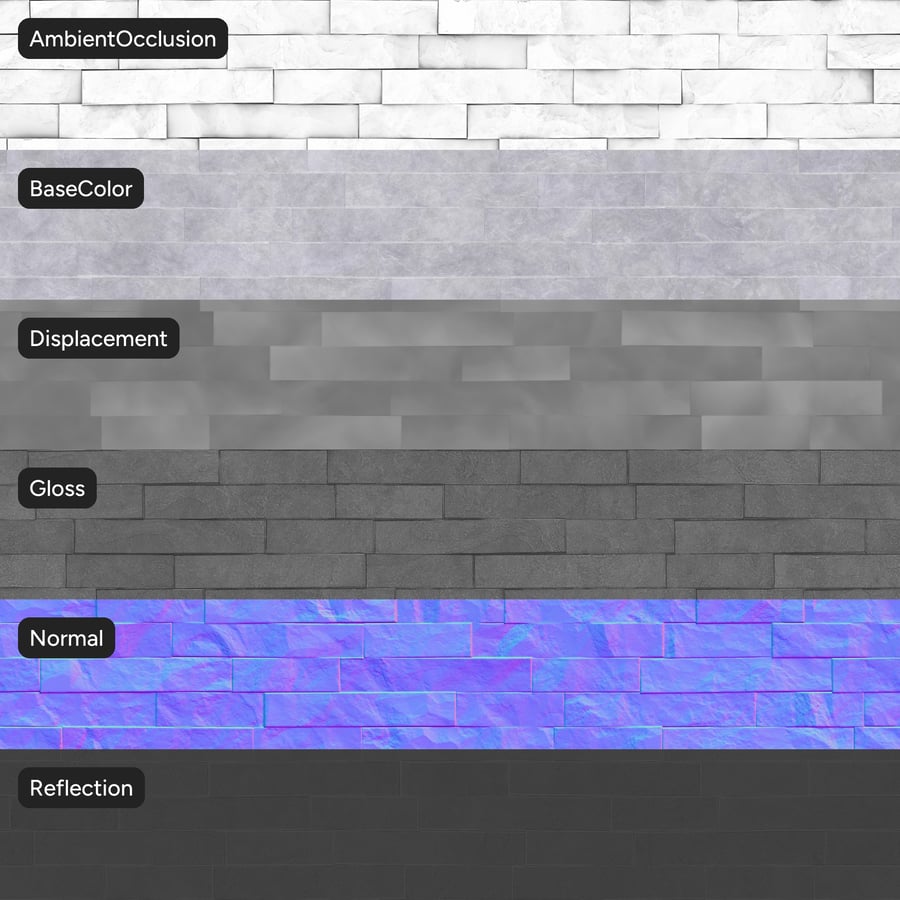 Ledger Stone Wall Texture, White