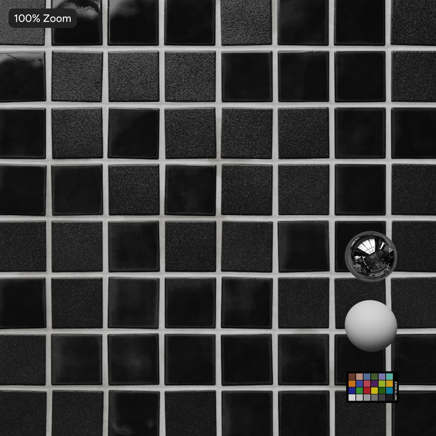 Square Ceramic Glossy Tile Texture, Black