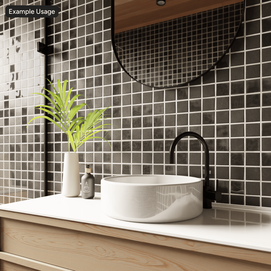 Square Ceramic Glossy Tile Texture, Black