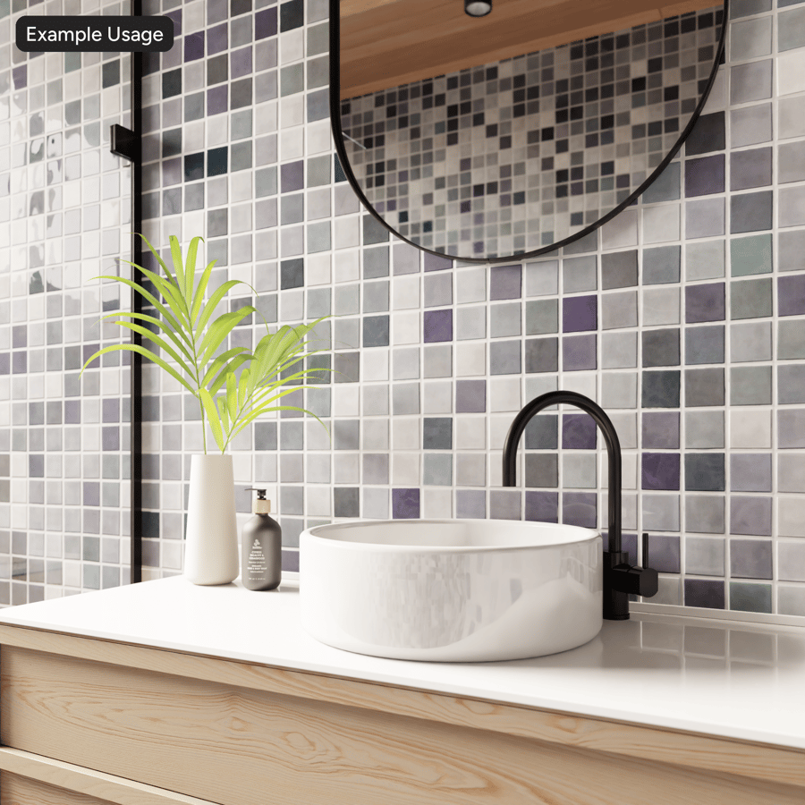 Square Ceramic Glossy Tile Texture, Gray
