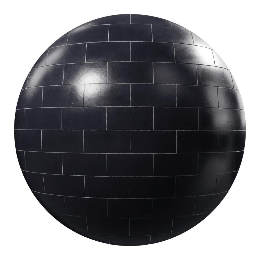 Rectangular Offset Graphite Glossy Tile Texture, Black