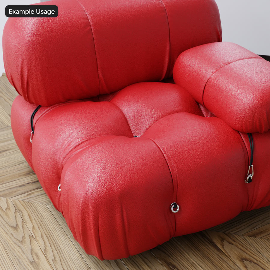 Gebobbeld leer met stofstructuur, rood
