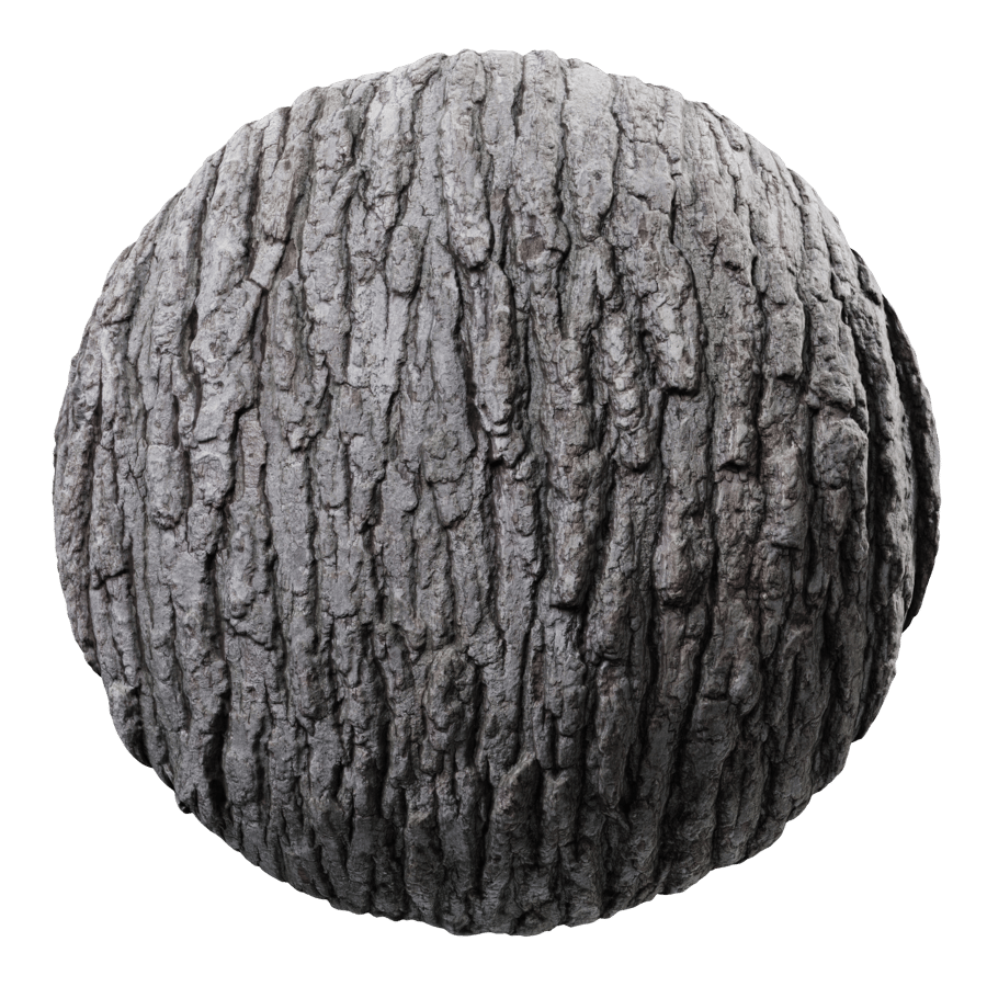 Grooved Hardwood Bark Texture, Gray
