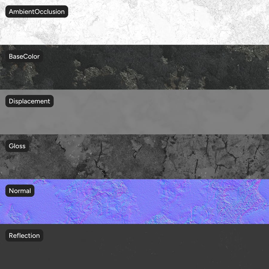 Damaged Asphalt Texture, Gray