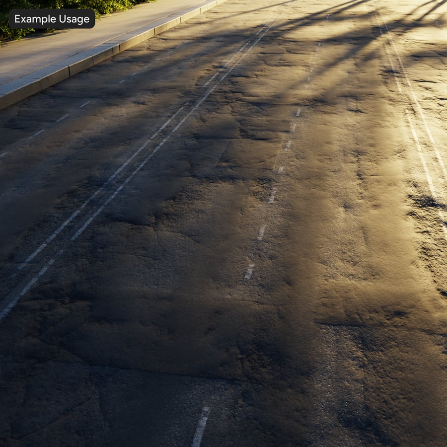 Lightly Worn Two Lane Road Asphalt Texture, Grey