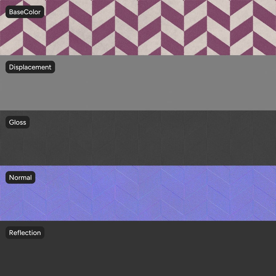 Textura vlneného koberca Chevron Cube, slivka