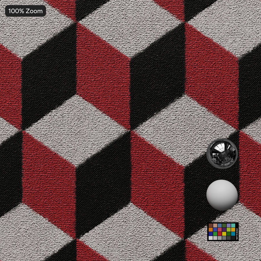 Alfombra de lana Textura Cubo Geométrico, Rojo