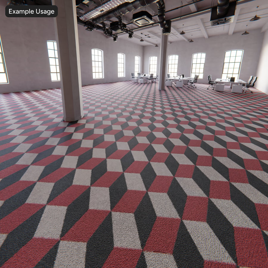 Alfombra de lana Textura Cubo Geométrico, Rojo