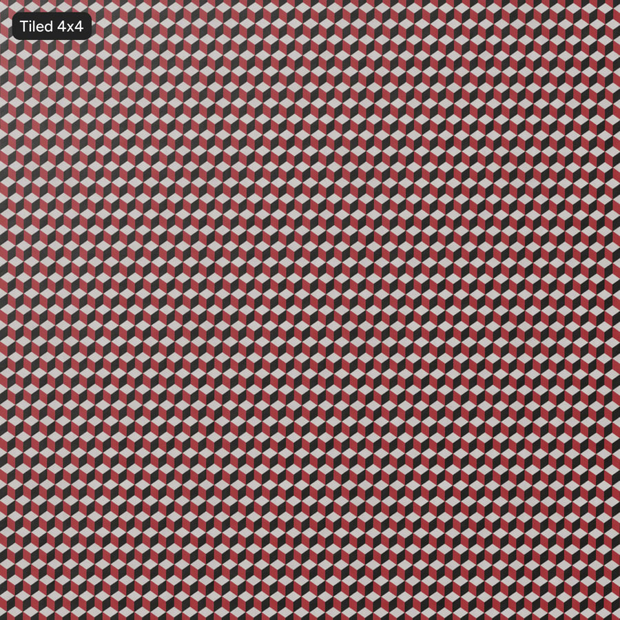 Alfombra de lana Textura Cubo Geométrico, Rojo