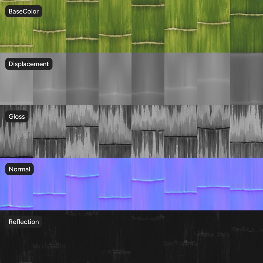 Discolored Bamboo Texture Atlas, Green