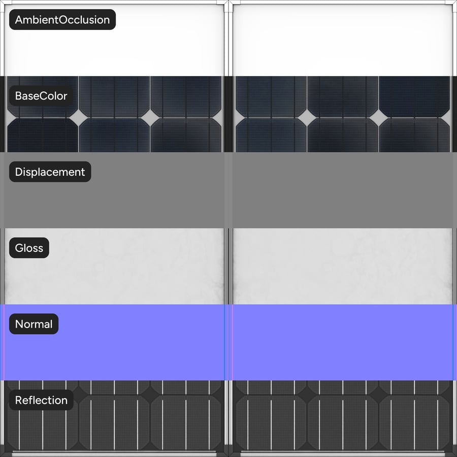 Clean Framed Type B Monocrystalline Solar Panels Texture