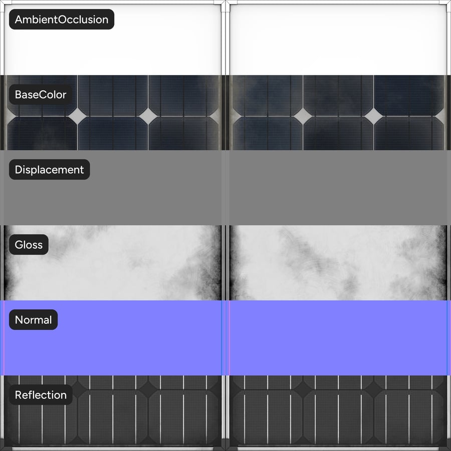 Dirty Framed Type B Monocrystalline Solar Panels Texture