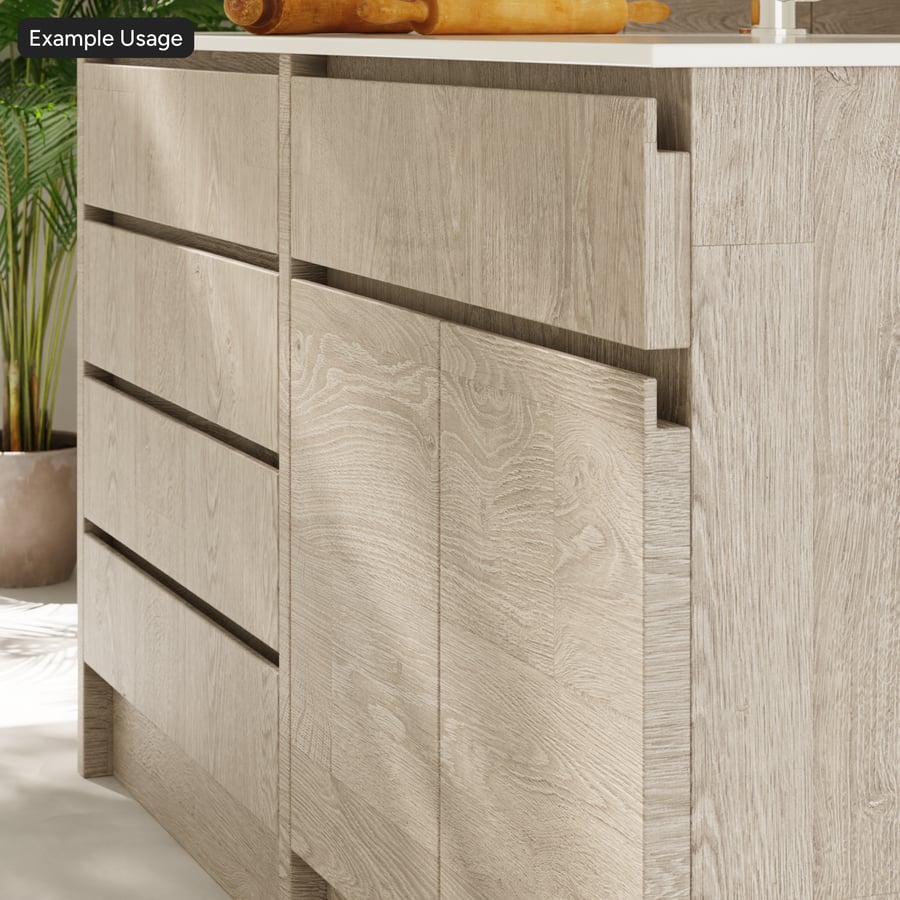 Eiken fineerstructuur, asgrijs, willekeurige combinatie