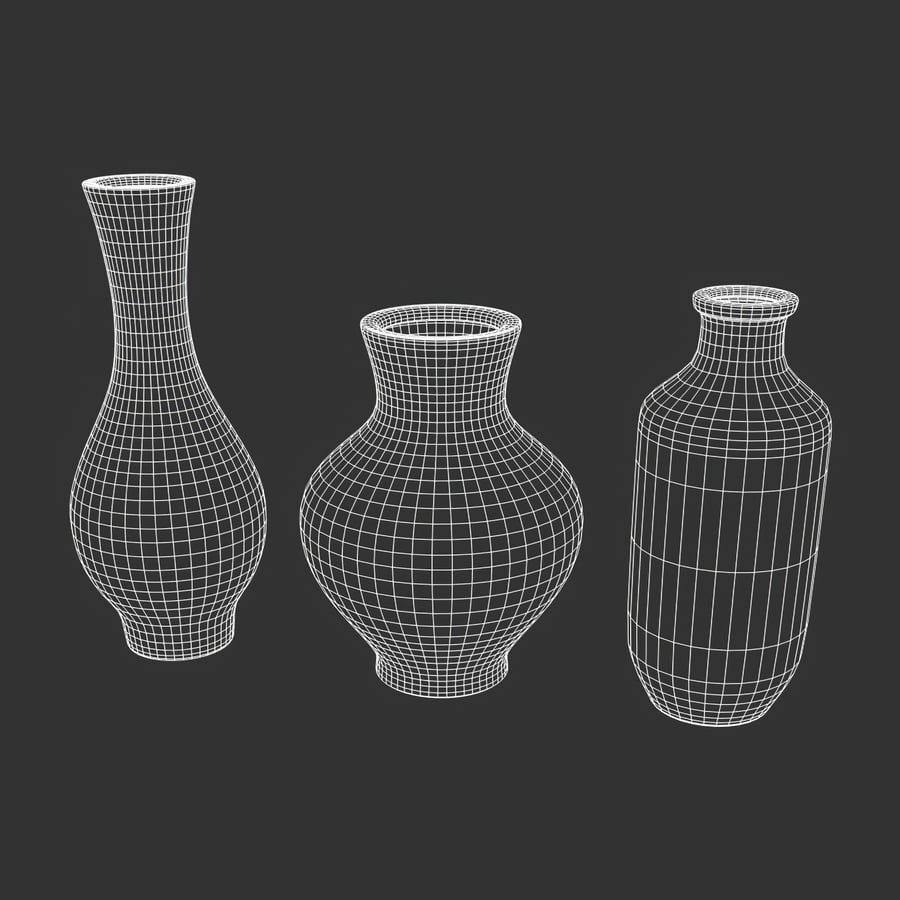 Três modelos de vasos, castanho rústico