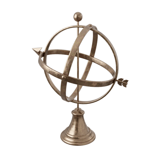 Escultura Globo Flecha Latón Cepillado Modelo Home Decor