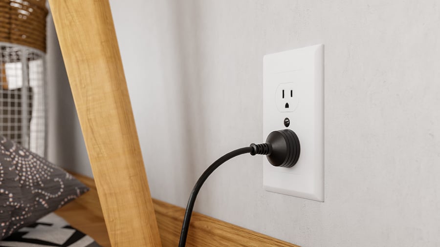 Cinco modelos de tomadas eléctricas, branco