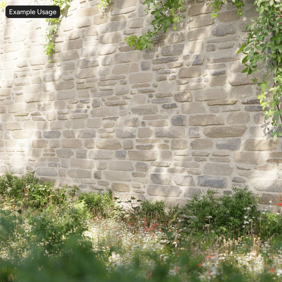 Old Ledger Stone Wall Texture, Beige & Grey
