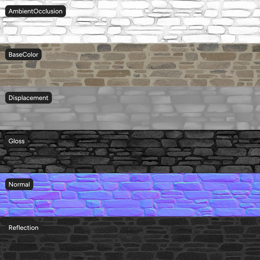 Old Ledger Stone Wall Texture, Beige & Grey
