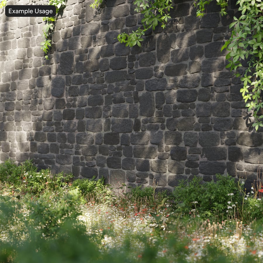 Old Rubble Stone Texture, Faded Black