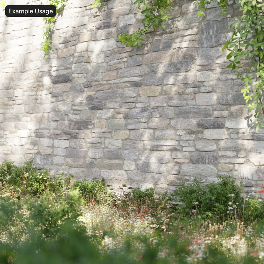 Granite Coursed Rubble Wall Texture, Mixed Gray