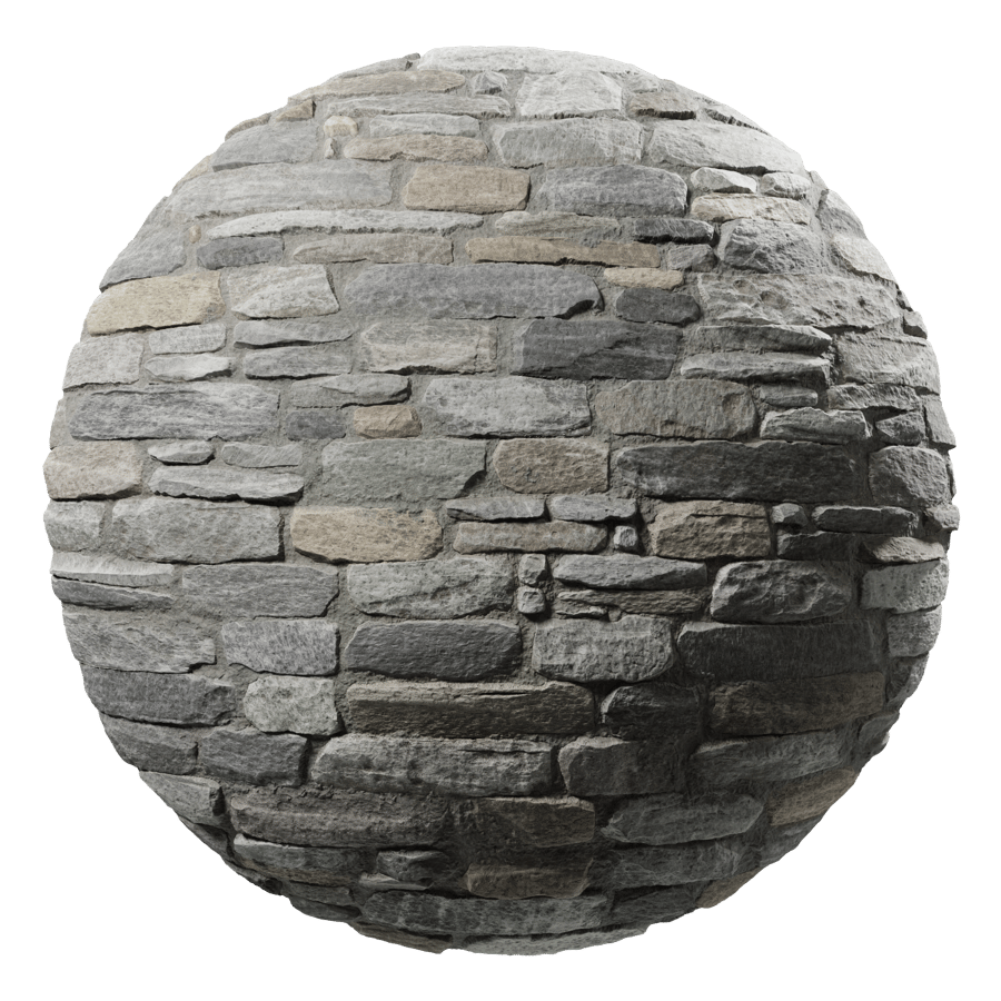 Granite Coursed Rubble Wall Texture, Mixed Gray