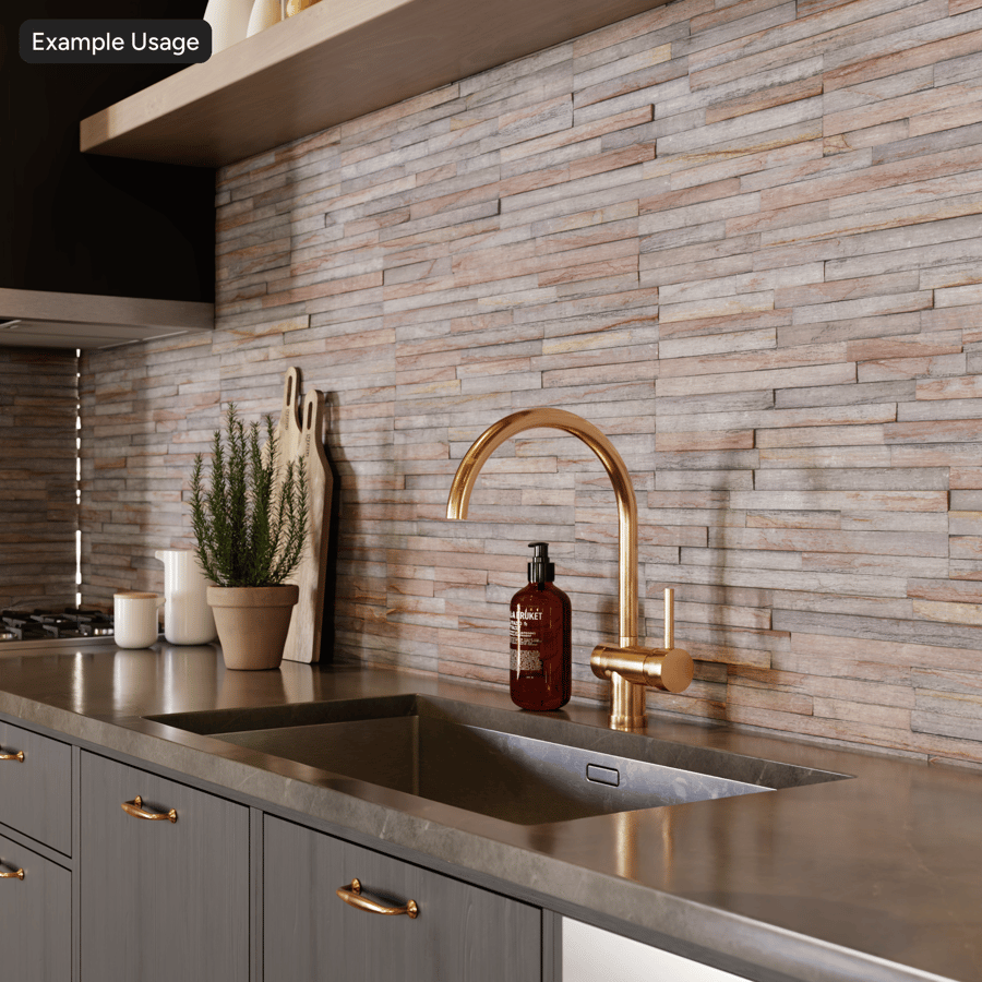 Jagged Amber Falls Ledger Stone Wall Texture