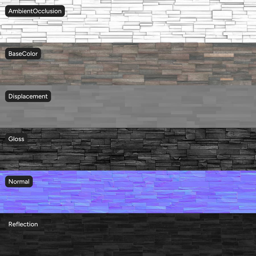 Ledger Stone Wall Texture, Mixed