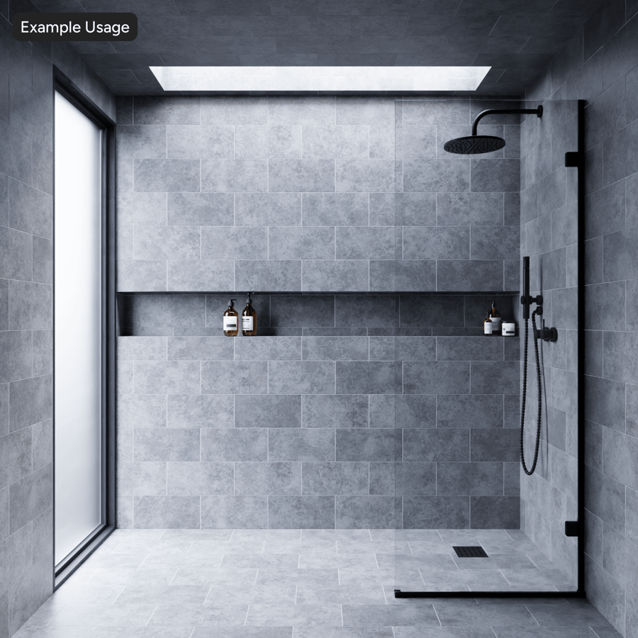 Rectangular Offset Ceramic Matte Tile Texture, Misty Grey