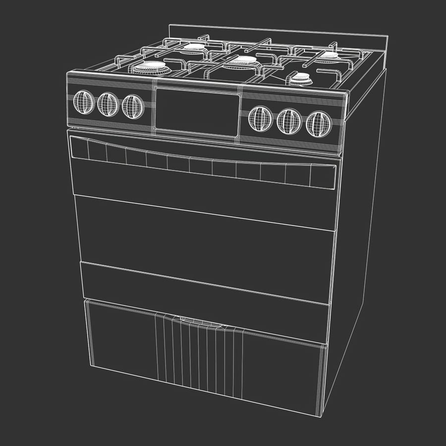 Modello di forno e fornello a gas in acciaio inox