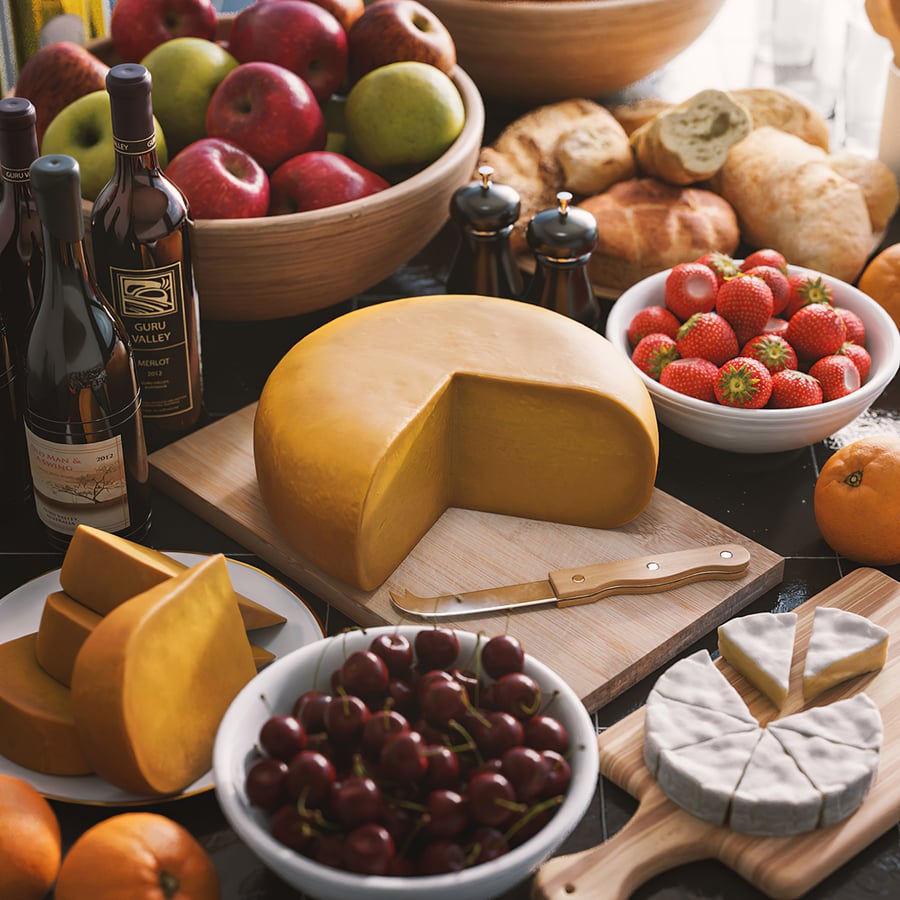 Model Makanan Irisan Keju Gouda