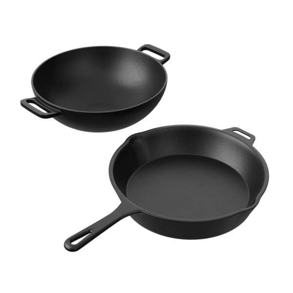 Gusseisen Wok &amp; Bratpfanne Set Modelle