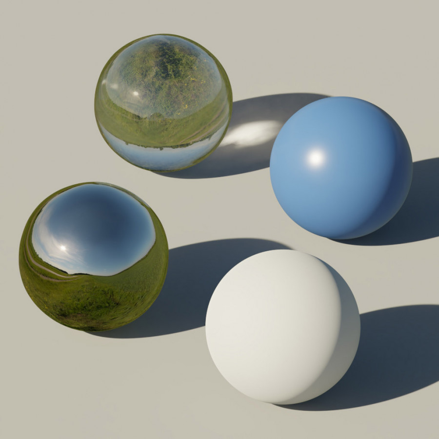 HDRI Langit Luar Ruangan Lapangan Sore Hari yang Cerah