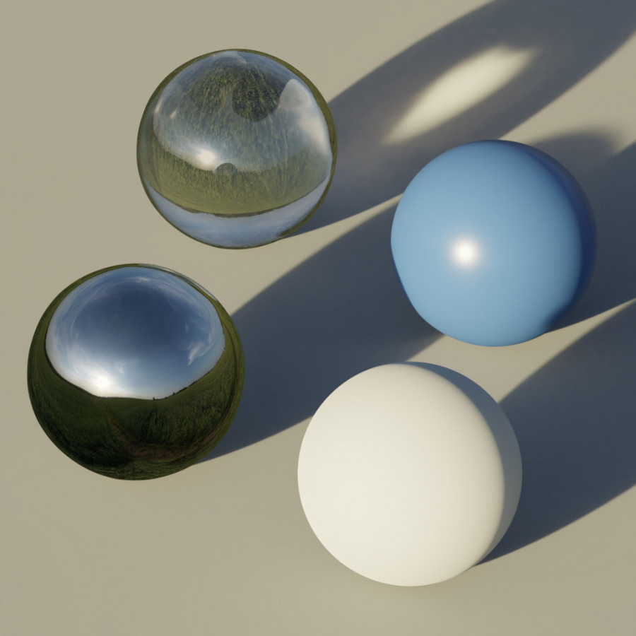 ほぼ快晴の夕焼け野原 屋外の空 HDRI