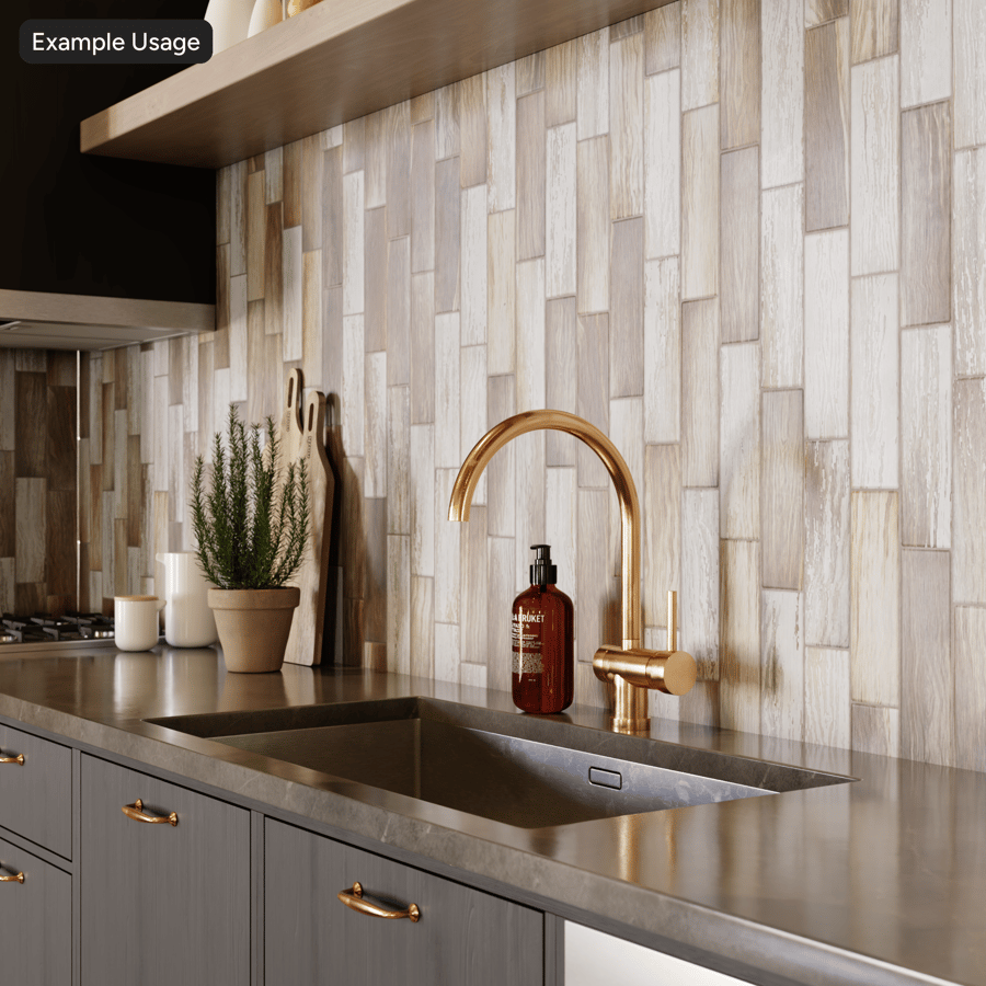 Rectangular Offset Ceramic Matte Tile Texture, Walnut