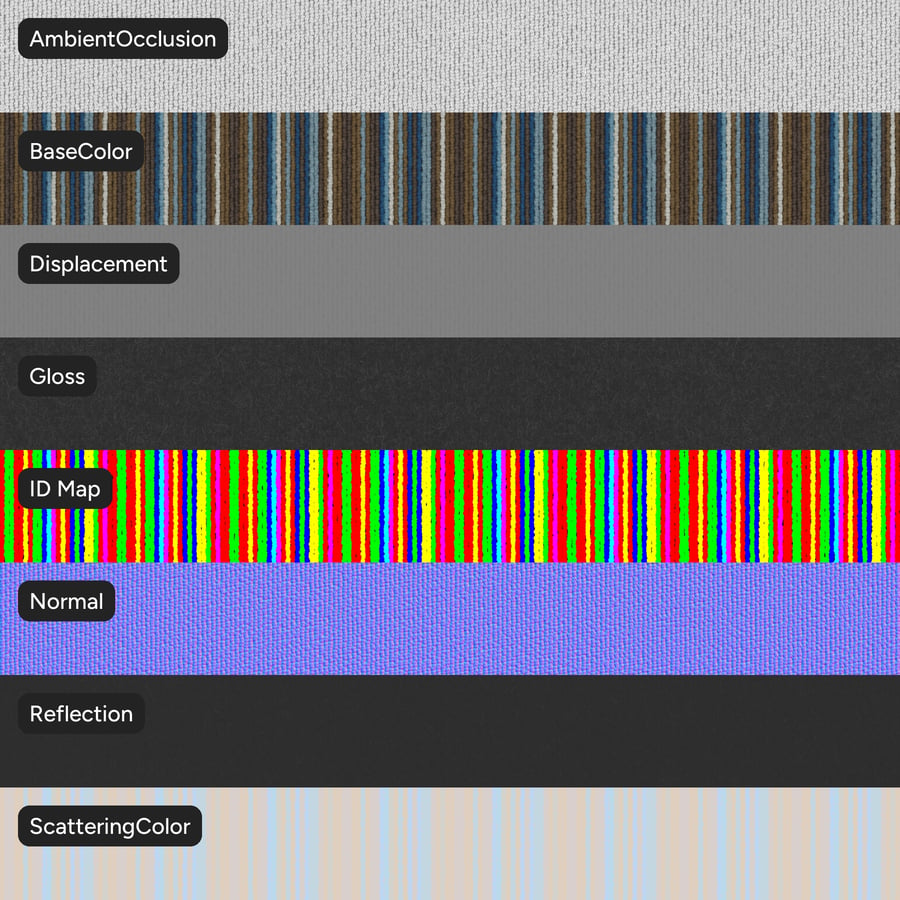 Moquette a strisce, marrone e blu