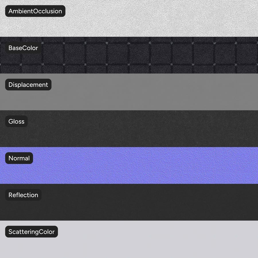 Ковровое покрытие Square Designer Plush Pile Carpet Texture, черный