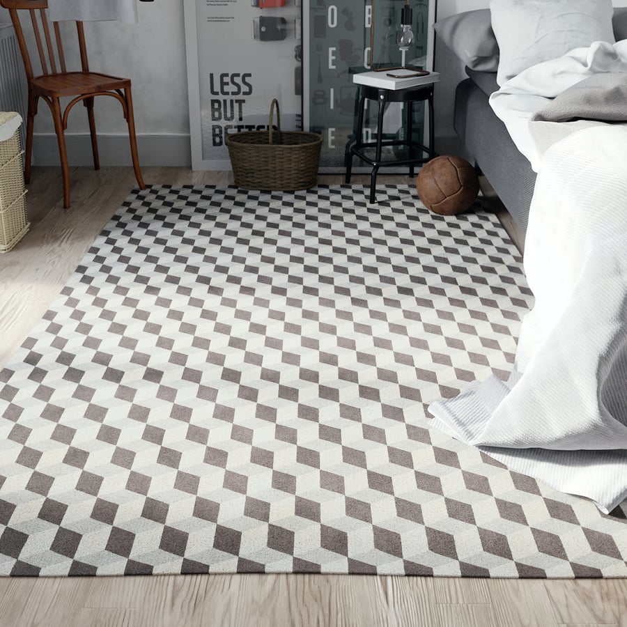 Cube Italia Designer-Teppich Modell, dreifarbig grau