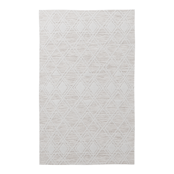 Heathered Knitted Diamond Designer Rug Model, White