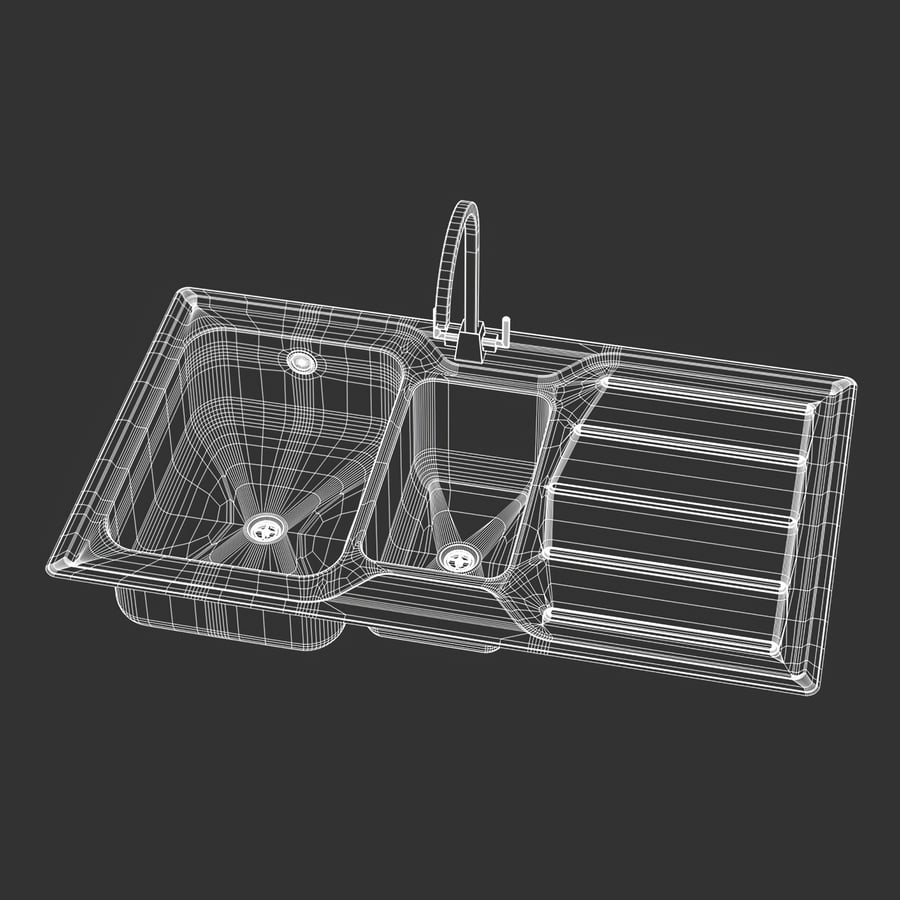 Lavello da cucina in acciaio inox a 1,5 vasche con sgocciolatoio Modello