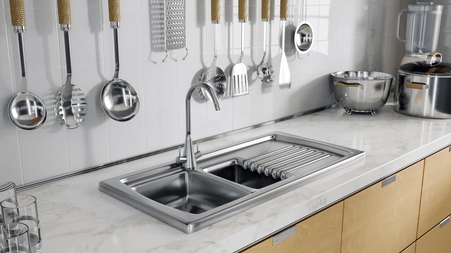 Fregadero de cocina elevado de acero inoxidable con escurridor Modelo